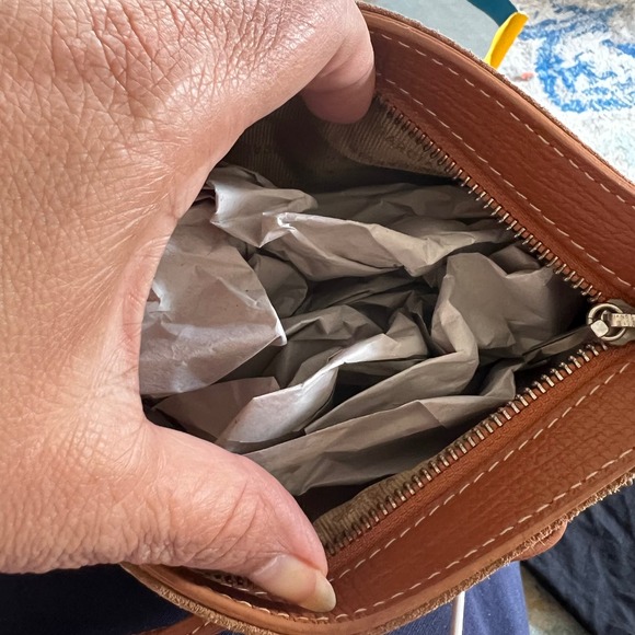 VTG PG Suede Leather Shoulder Bag Tan Brown Bow Accent Y2K Small Purse Designer - Picture 12 of 12